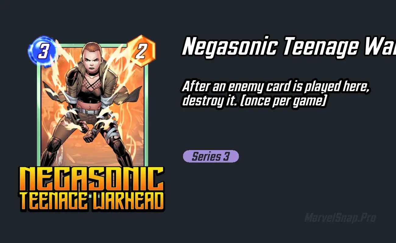 New Marvel Snap Card – Negasonic Teenage-Warhead – Showcase, Decks