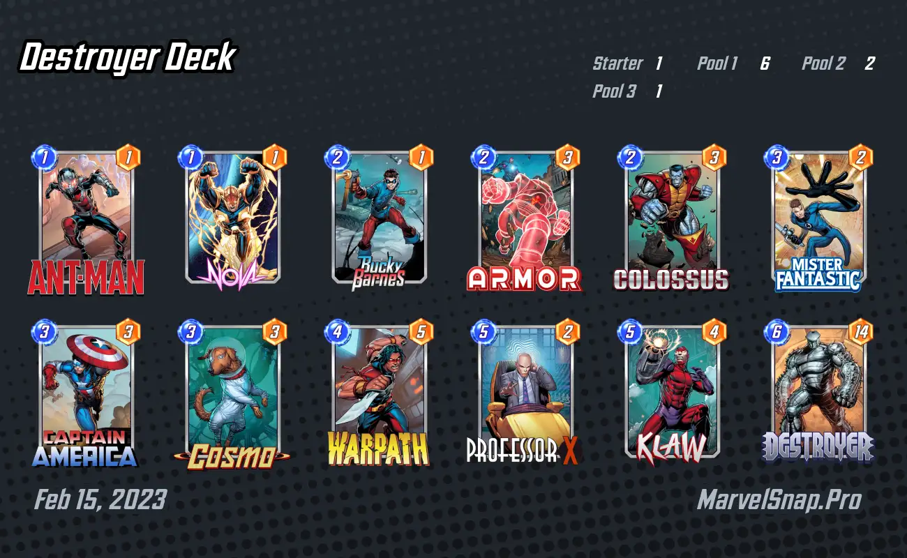 Best Early Pool 3 Deck for Ranking! Destroyer is Unstoppable! by  HappyDurian - Marvel Snap Decks 